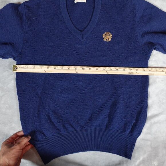 Vintage Japan Open Golf Championship V Neck Sweater Womens L Wool Preppy Blue - Picture 6 of 8